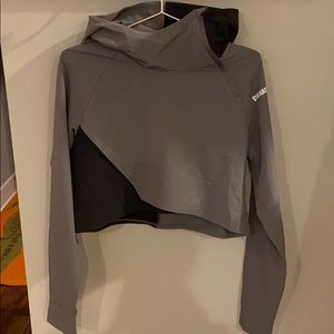 gym shark black and gray cropped hoodie